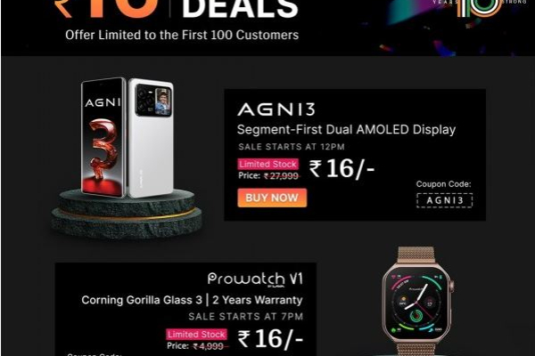 „Lava“ švęs 16-ąsias metines, siūlydama „Agni 3“ ir „Prowatch V1“ už mažiau nei 1 USD kovo 30 d.